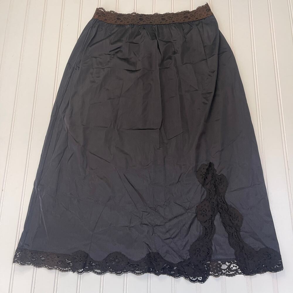 Vintage Vassarette Slip Skirt Slit Scallop Lace Whimsigoth Fairy Festival Medium